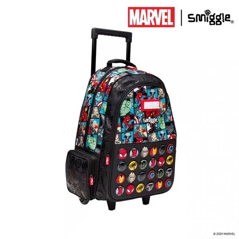 Smiggle Trolley Backpack with Light-Up Wheels – 4 Compartment